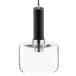 Lámpara colgante Viva, transparente/negro/cromo, 3 luces