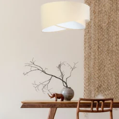 Lámpara colgante Vivien, bicolor, beige/blanco