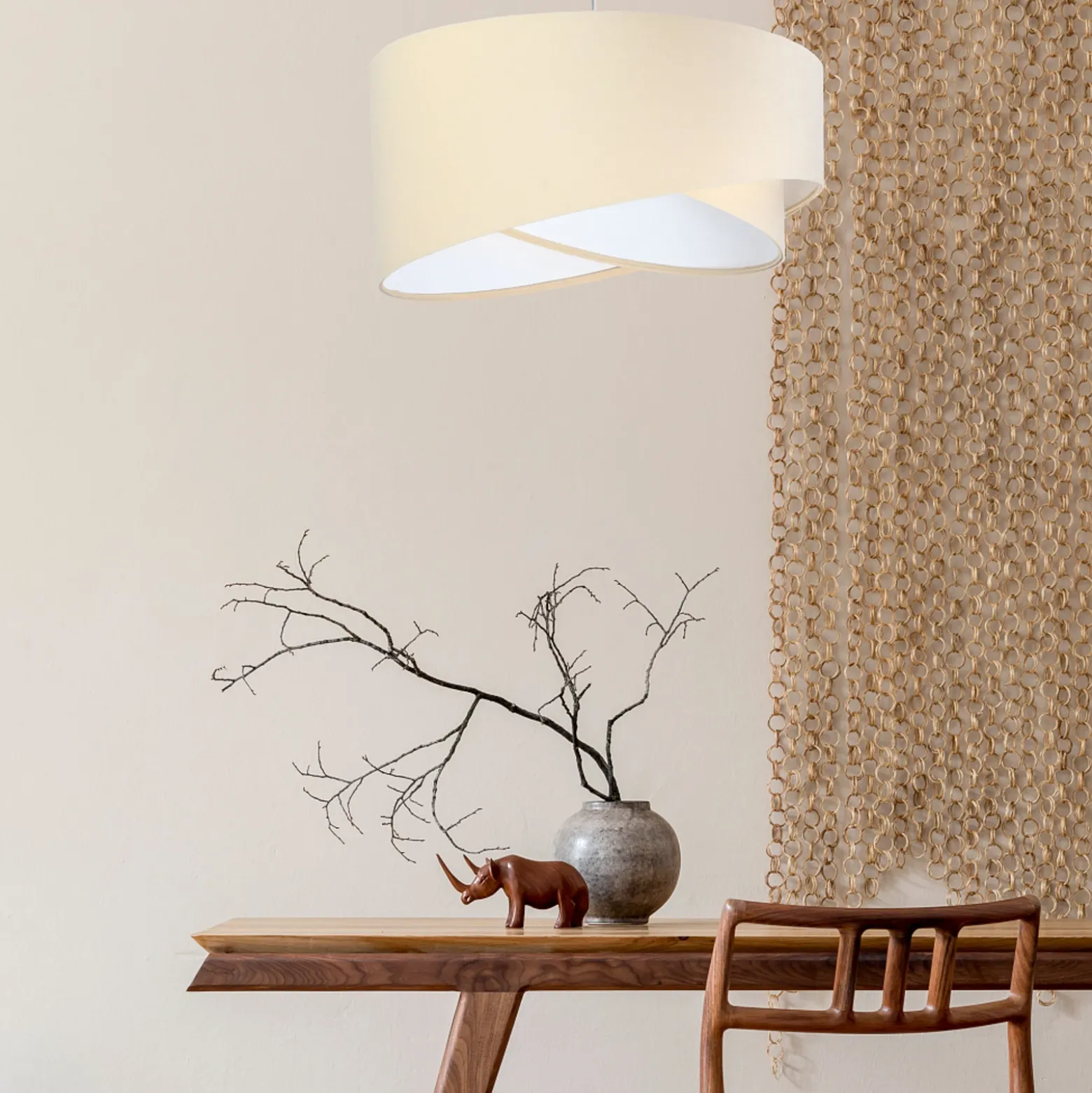 Lámpara colgante Vivien, bicolor, beige/blanco