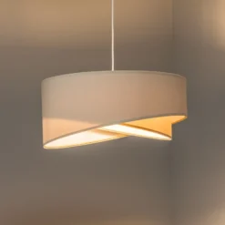 Lámpara colgante Vivien, bicolor, beige/blanco