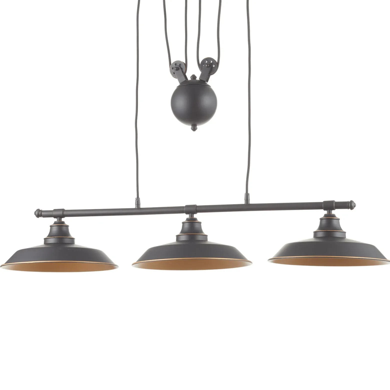Lámpara colgante Westinghouse Iron Hill, negra, 3 luces, E27