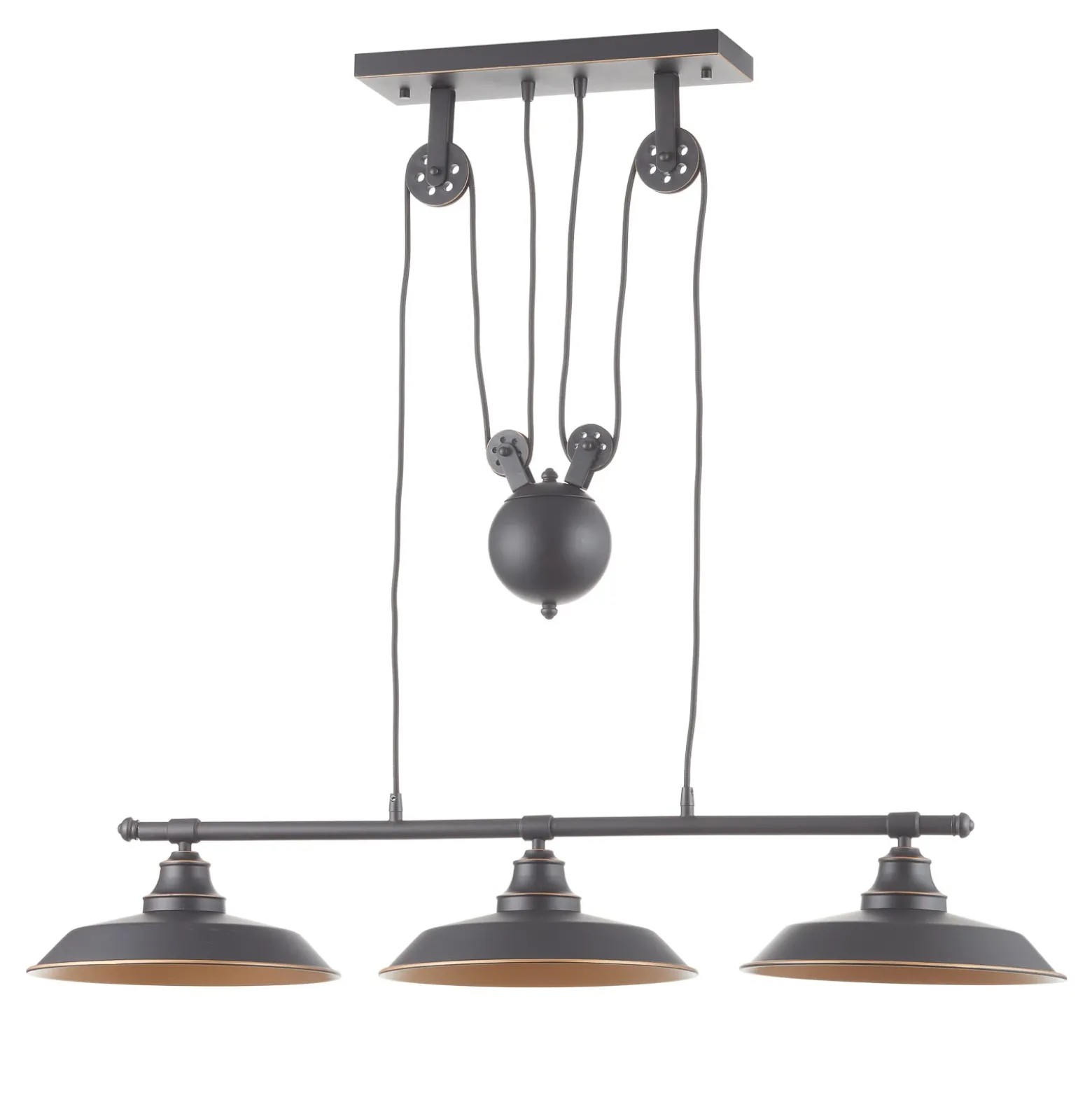 Lámpara colgante Westinghouse Iron Hill, negra, 3 luces, E27