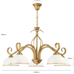 Lámpara colgante Wivara 5, 5 luces, dorada