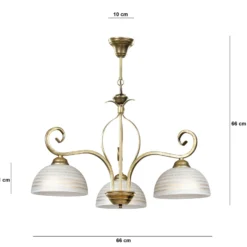 Lámpara colgante Wivara 3, 3 luces, dorada