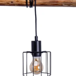 Lámpara colgante Woodland 4 luces pantallas jaula