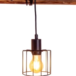 Lámpara colgante Woodland 4 luces pantallas jaula