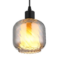Lámpara colgante Xia, Ø 14 cm, gris humo, cristal