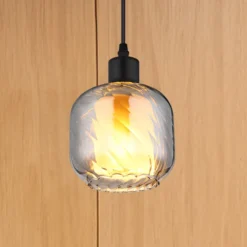 Lámpara colgante Xia, Ø 14 cm, gris humo, cristal