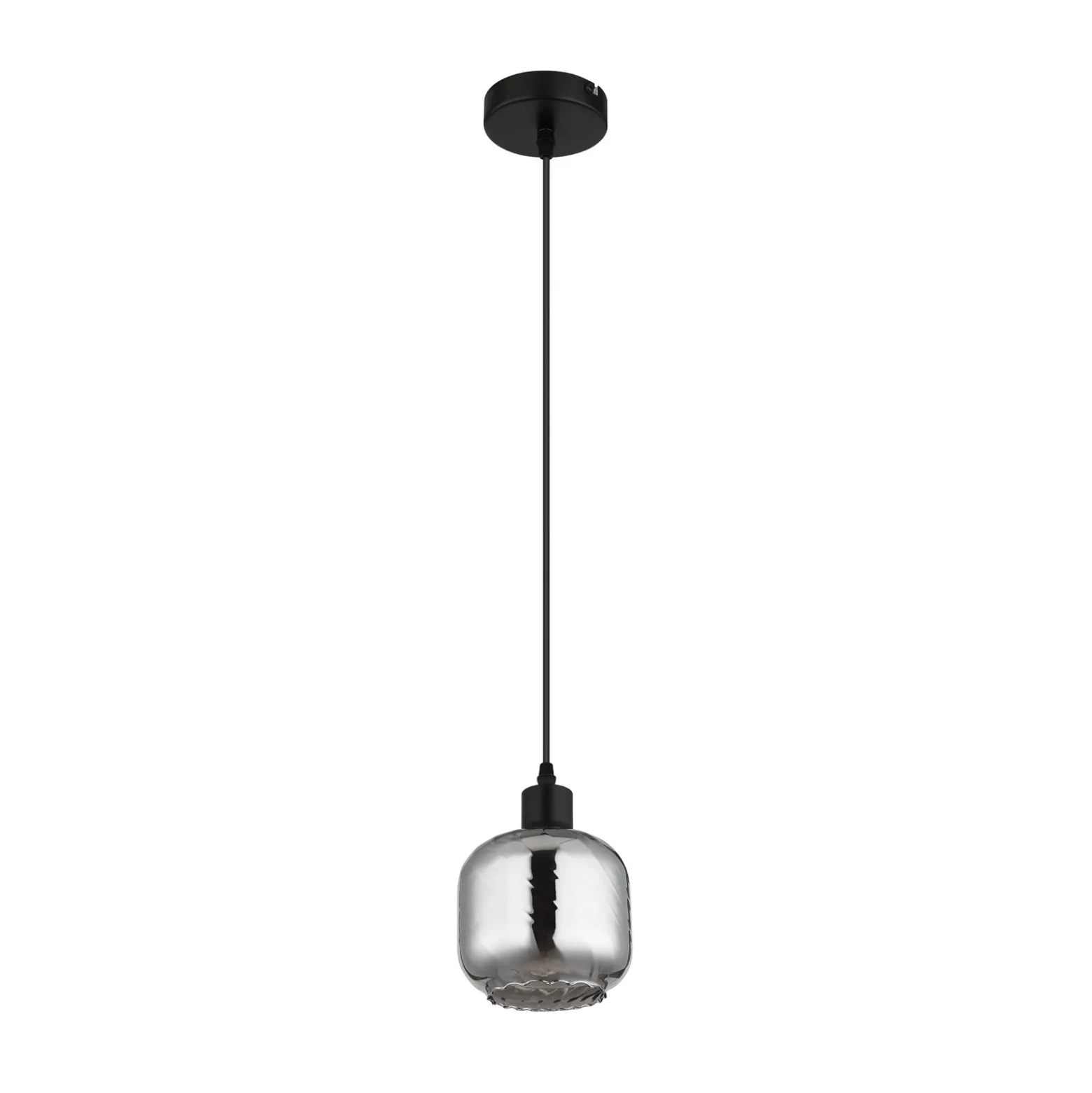Lámpara colgante Xia, Ø 14 cm, gris humo, cristal