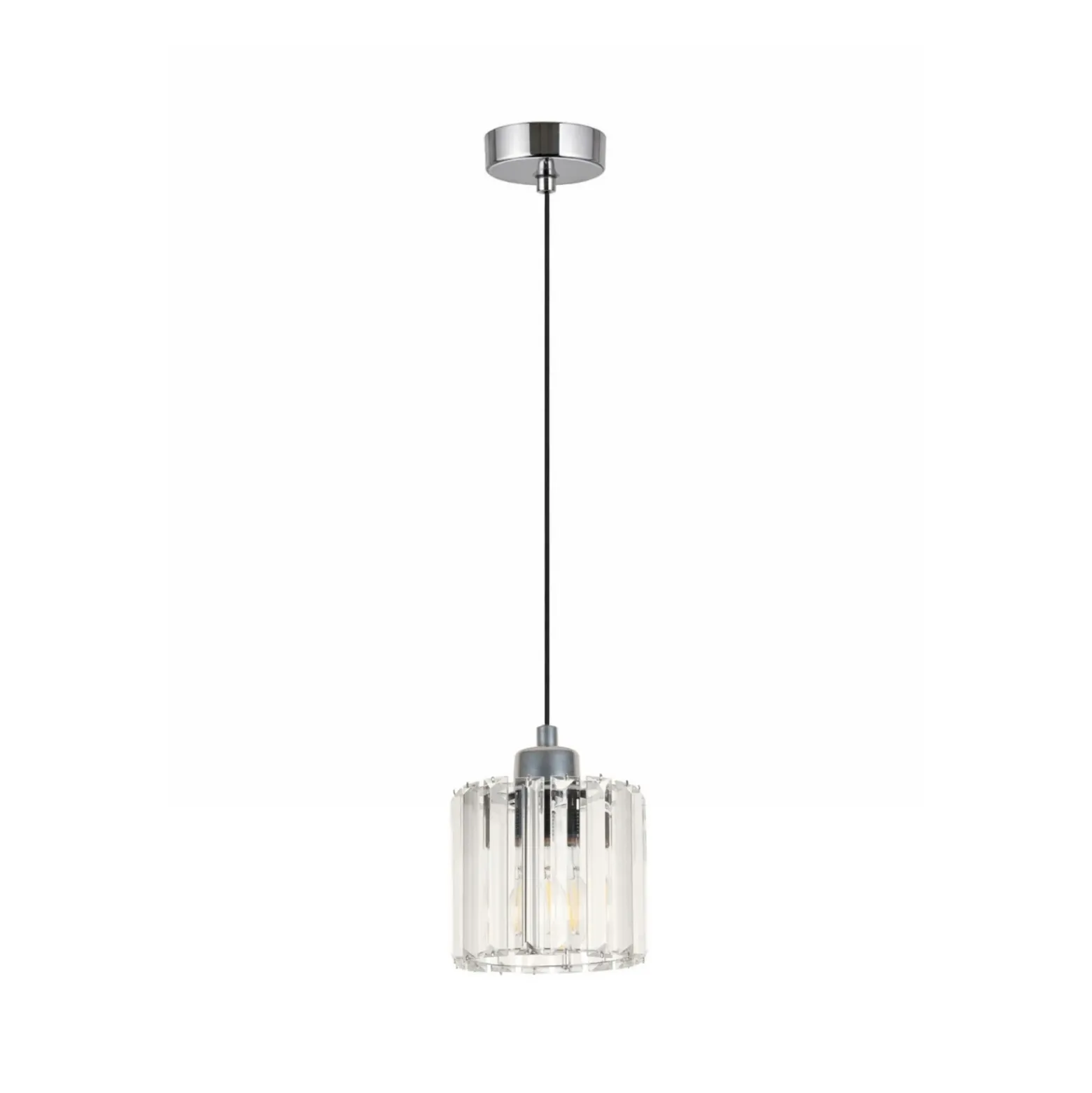 Lámpara colgante Yakops, color cromo, Ø 13 cm, cristal/metal, E27