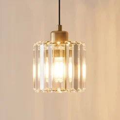 Lámpara colgante Yakops, color dorado, Ø 13 cm, cristal/metal, E27