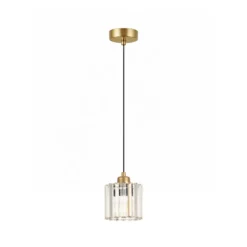 Lámpara colgante Yakops, color dorado, Ø 13 cm, cristal/metal, E27