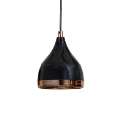 Lámpara colgante Yildo, longitud 65 cm, negro/cobre, metal