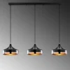 Lámpara colgante Yildo, longitud 146 cm, negro/cobre, 3 luces