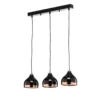 Lámpara colgante Yildo 6877 3 luces lineal negro/cobre