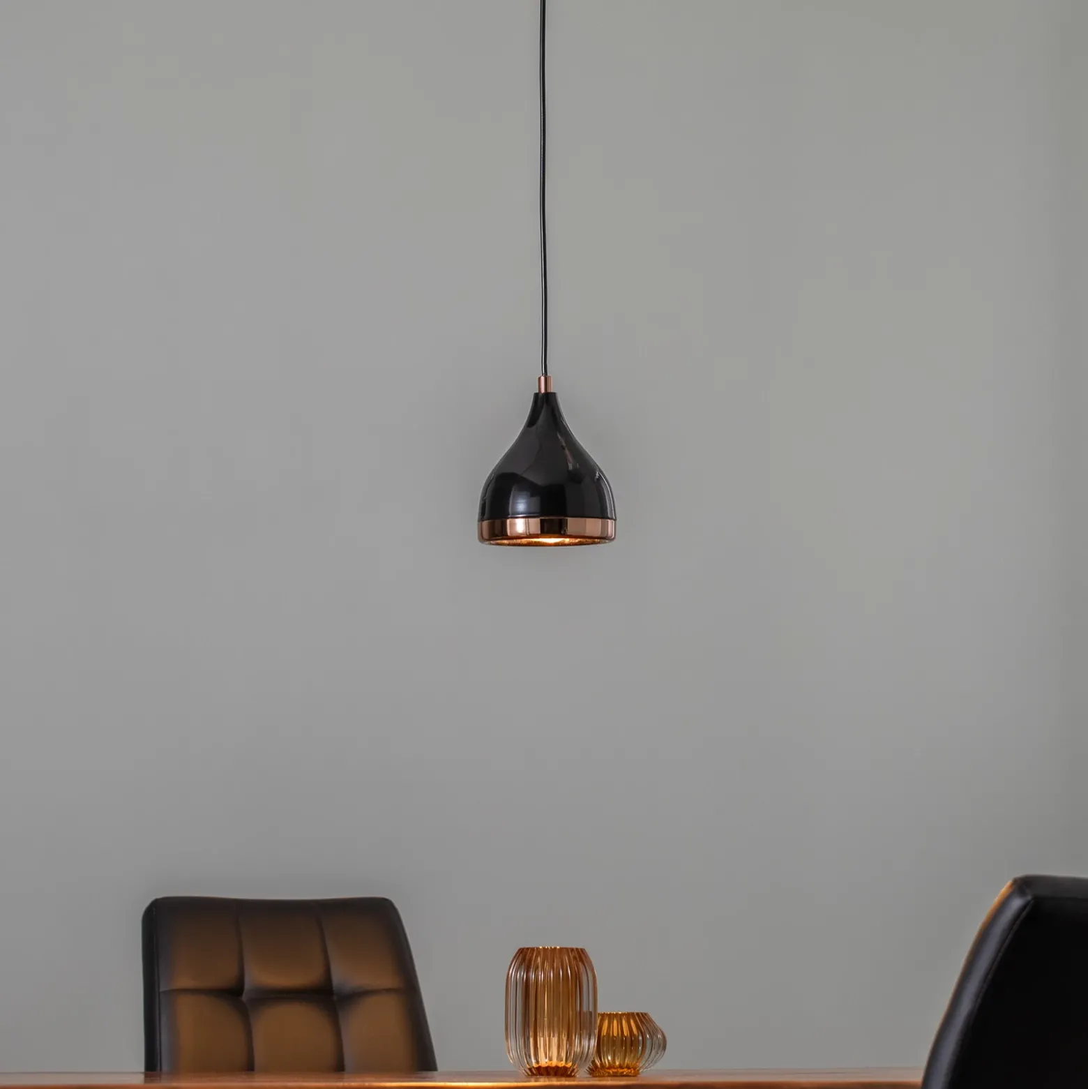 Lámpara colgante Yildo 7000 1 luz Ø15cm negro/cobre
