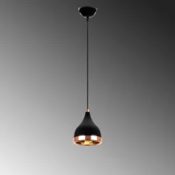 Lámpara colgante Yildo 7000 1 luz Ø15cm negro/cobre
