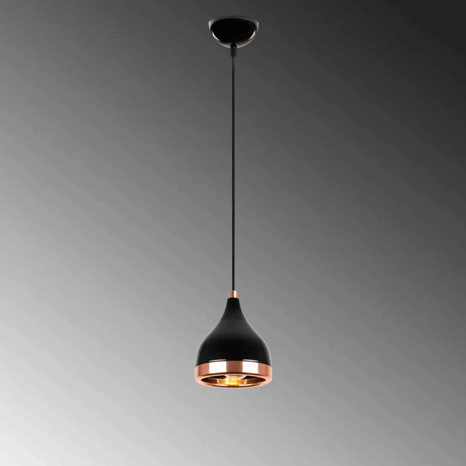 Lámpara colgante Yildo 7000 1 luz Ø15cm negro/cobre