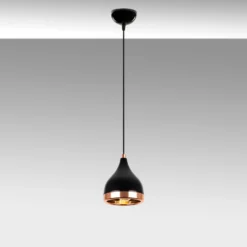 Lámpara colgante Yildo 7000 1 luz Ø15cm negro/cobre