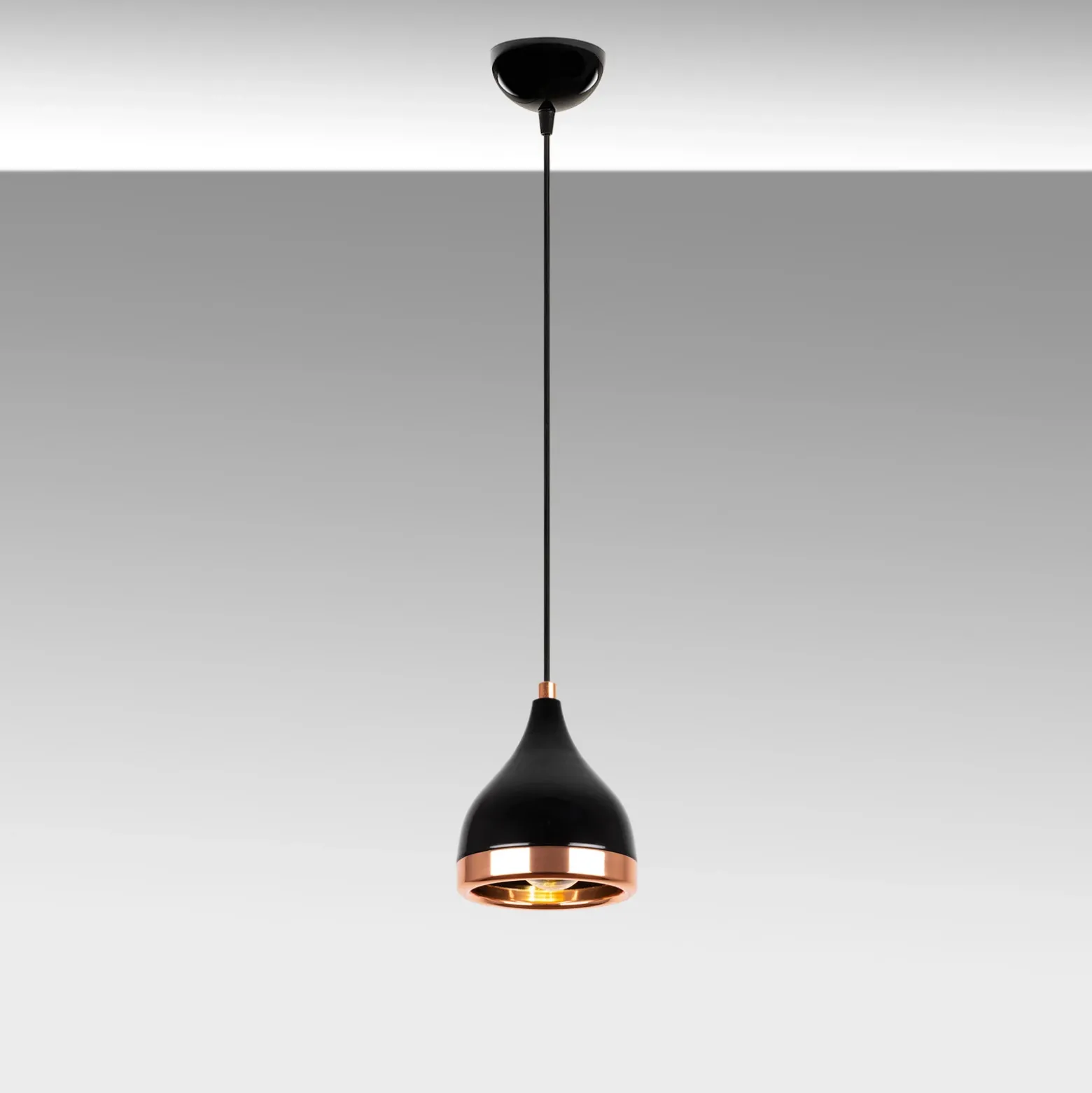 Lámpara colgante Yildo 7000 1 luz Ø15cm negro/cobre