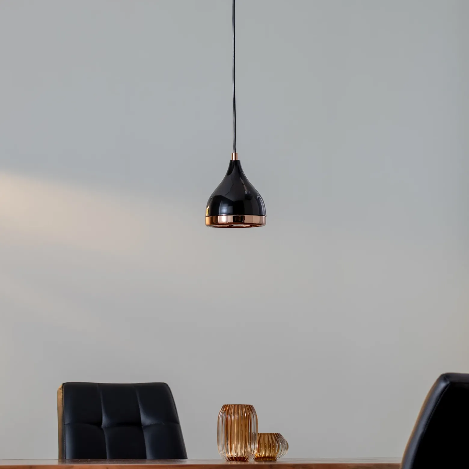 Lámpara colgante Yildo 7000 1 luz Ø15cm negro/cobre