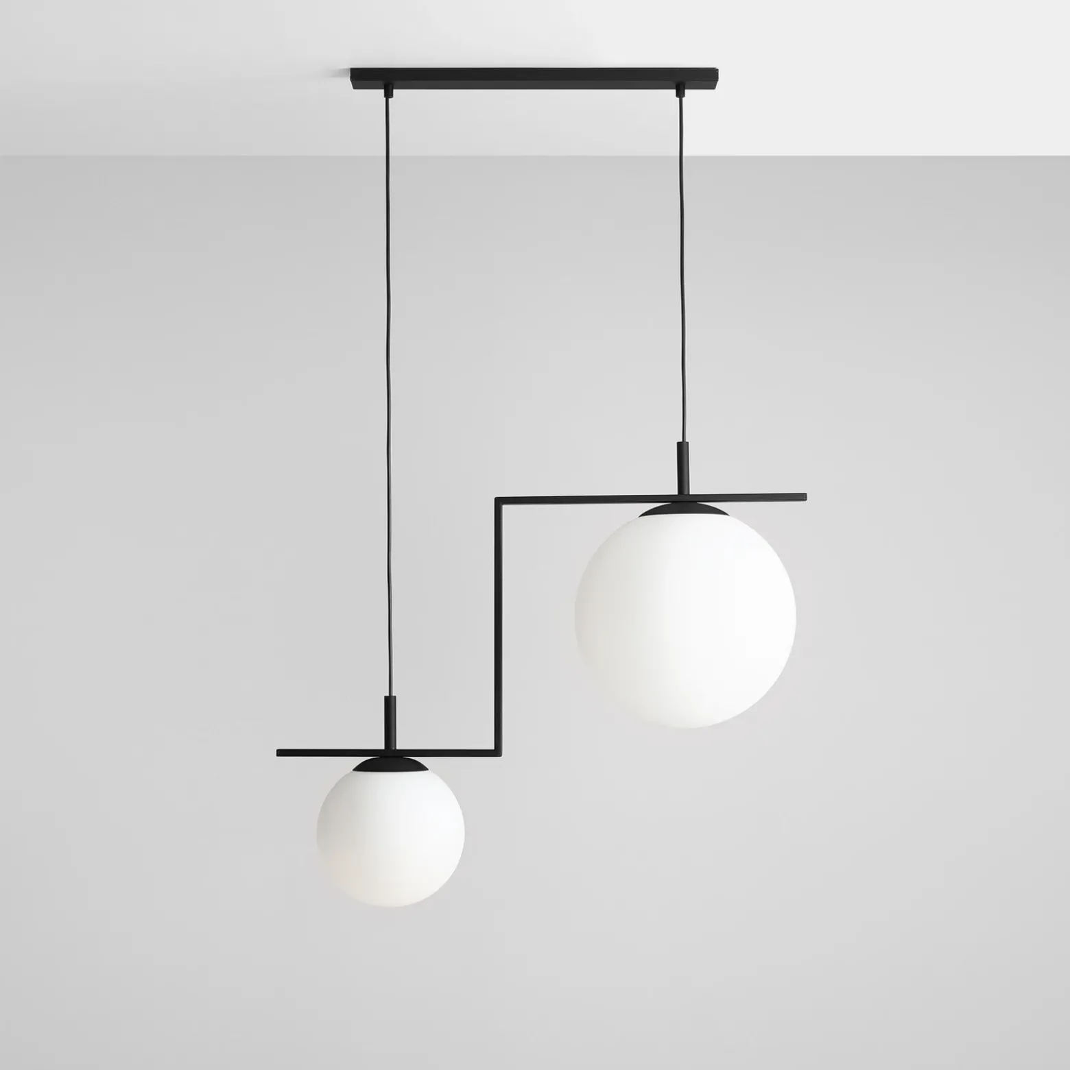 Lámpara colgante Zac, 2 luces, negro