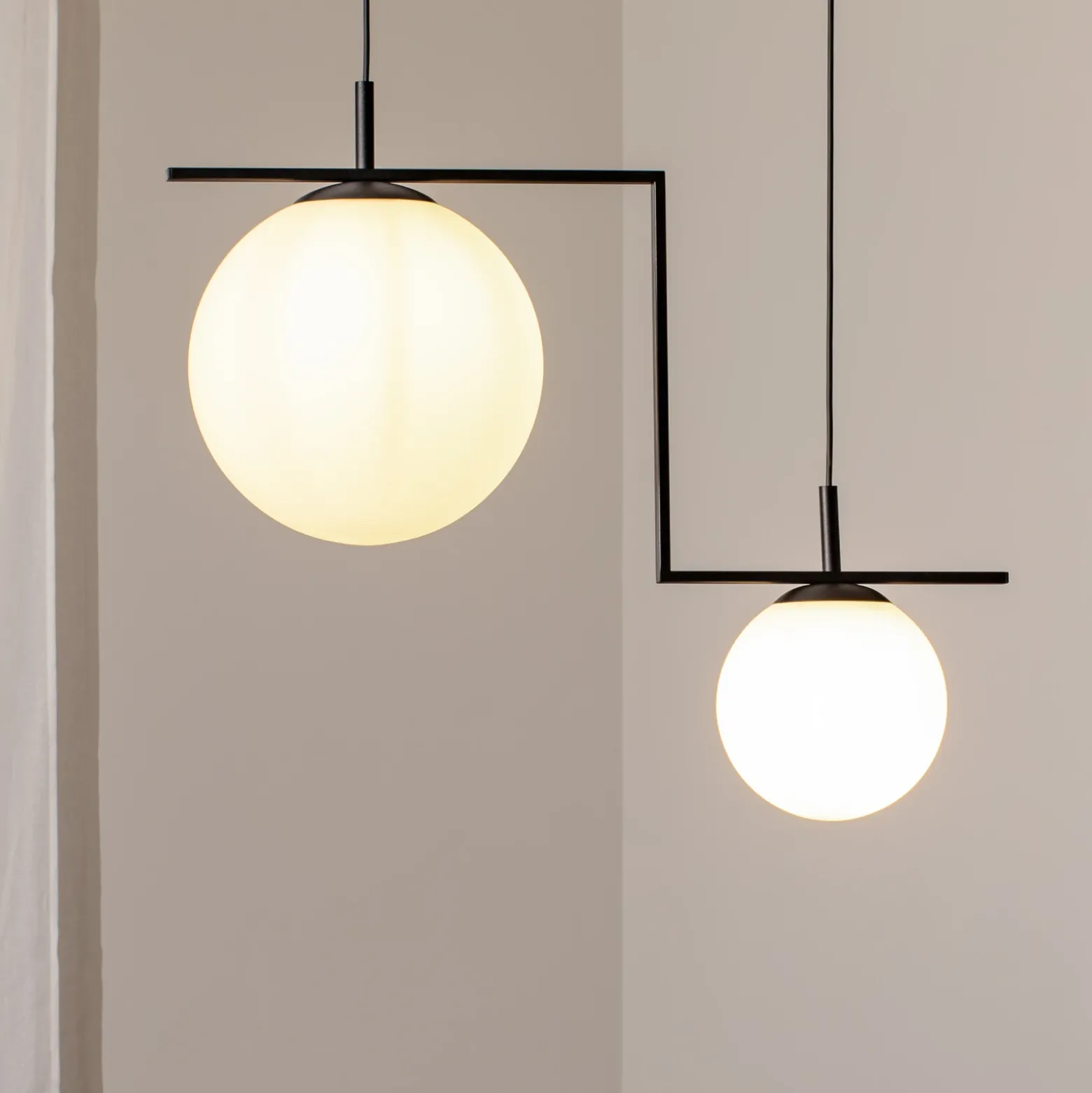 Lámpara colgante Zac, 2 luces, negro