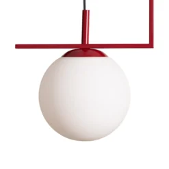 Lámpara colgante Zac, opalina/burdeos, 2 luces