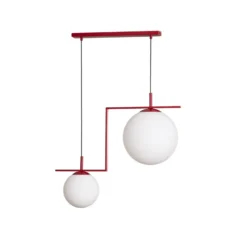 Lámpara colgante Zac, opalina/burdeos, 2 luces