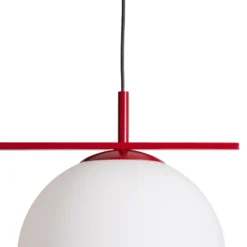 Lámpara colgante Zac, opalina/burdeos, 2 luces