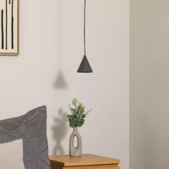 Lámpara colgante ZENITH, gris oscuro, Ø 11 cm, metal, GU10