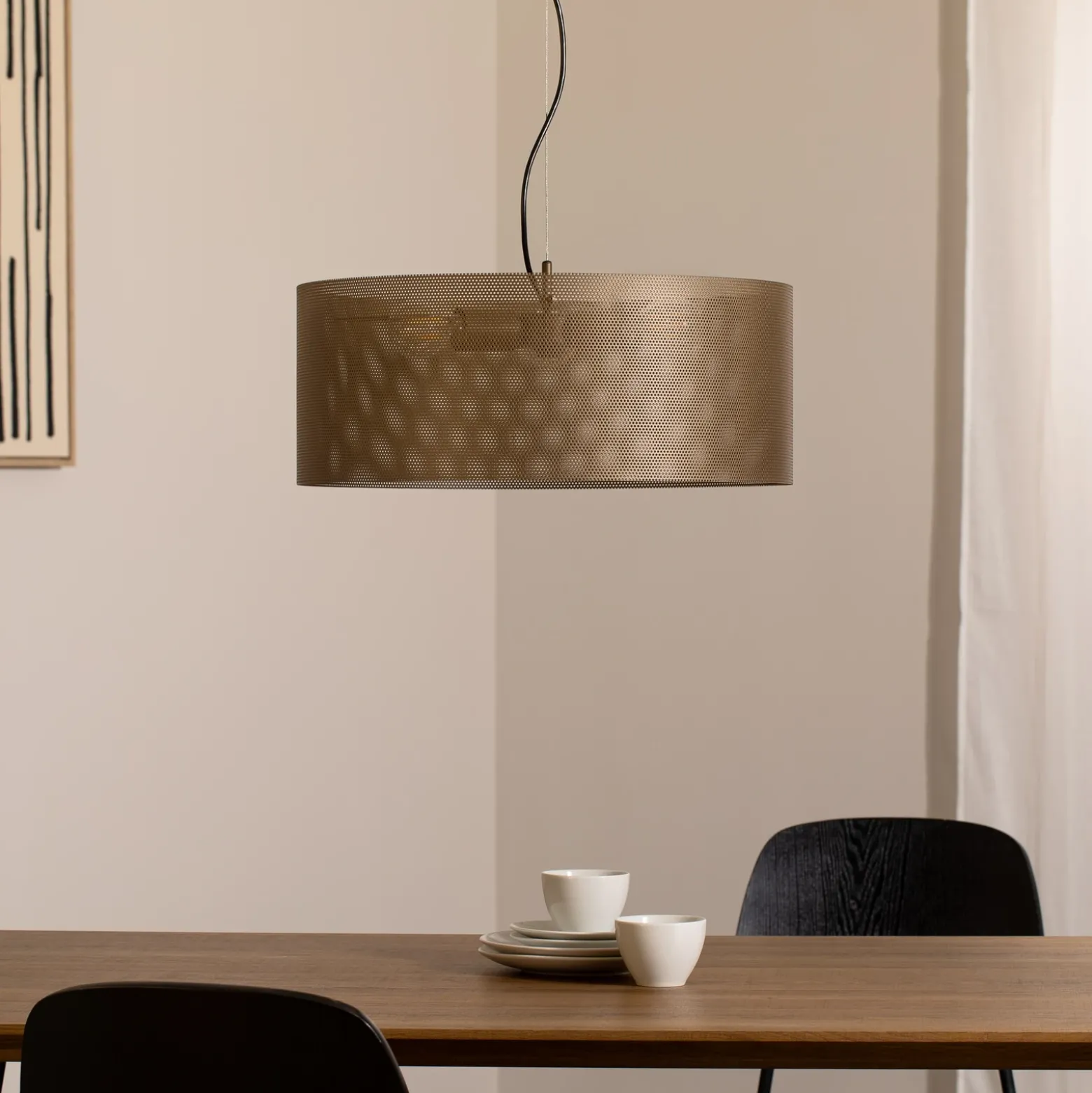 Lámpara colgante Zofia, marrón café, metal, Ø 50 cm, 3 luces, E27