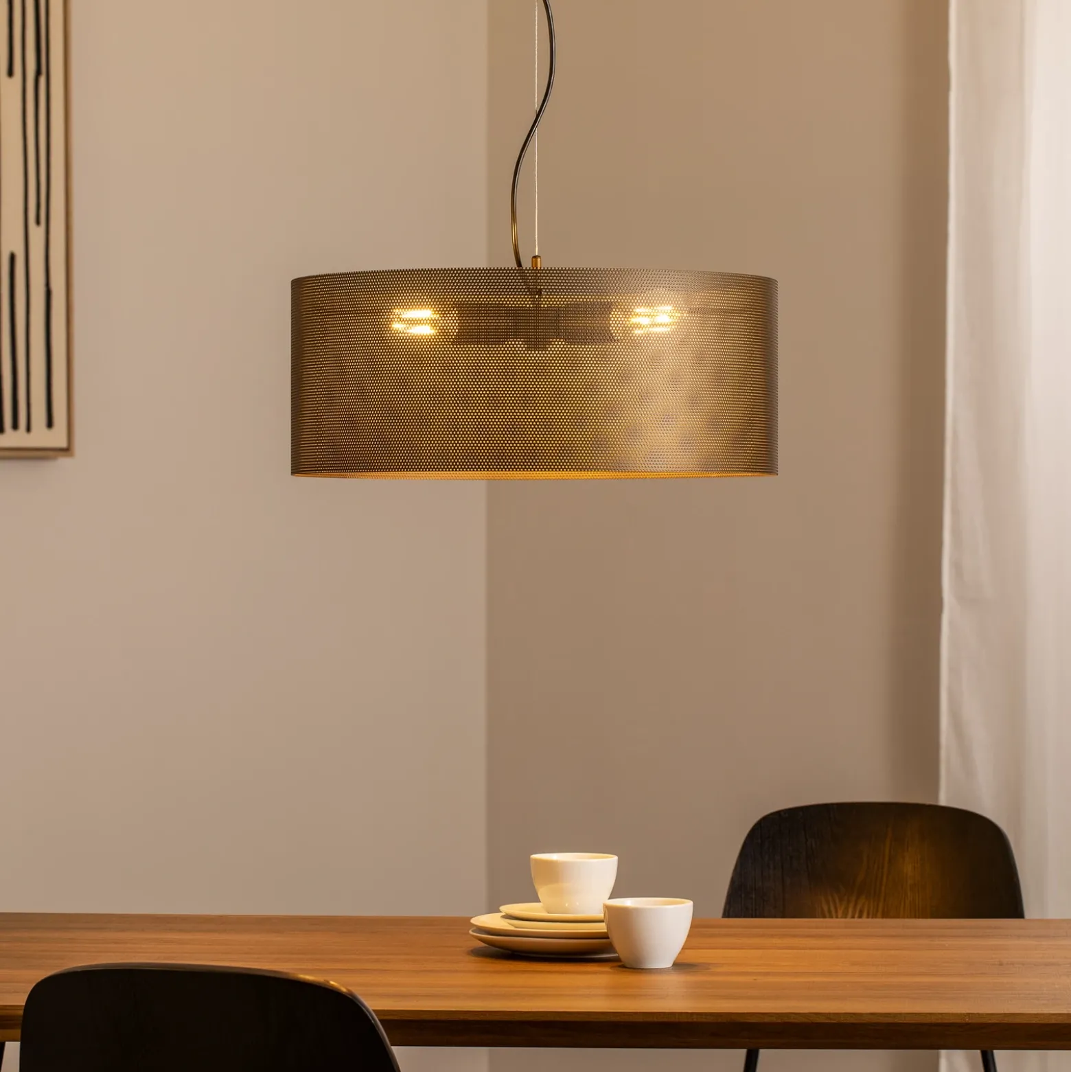 Lámpara colgante Zofia, marrón café, metal, Ø 50 cm, 3 luces, E27