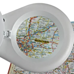 Lámpara con lupa LED MAULviso, blanca, altura 50 cm, pinza