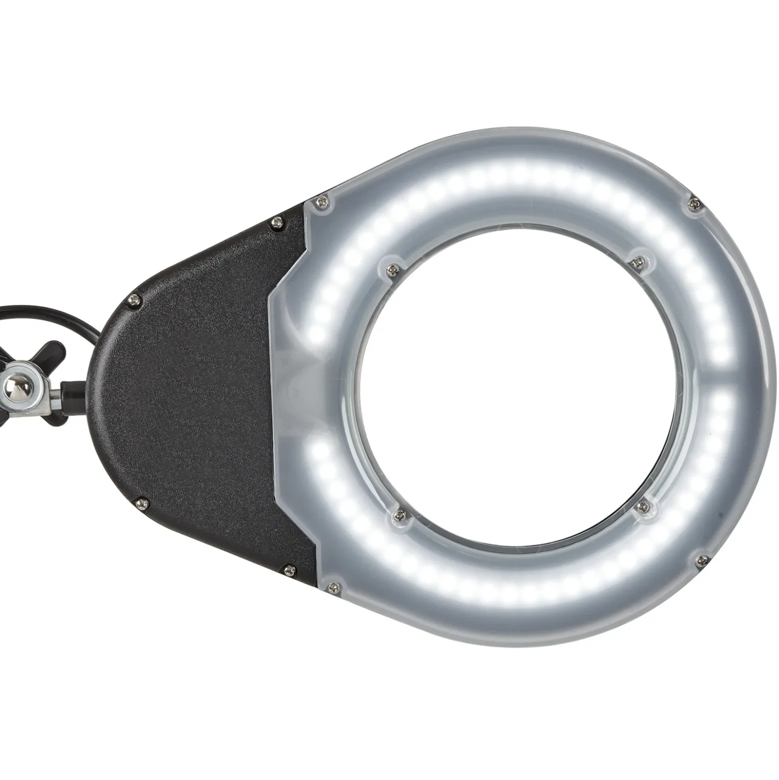 Lámpara con lupa LED MAULviso, negra, altura 50 cm, pinza