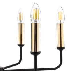 Lámpara de araña Ampli, negro/dorado, 6 luces