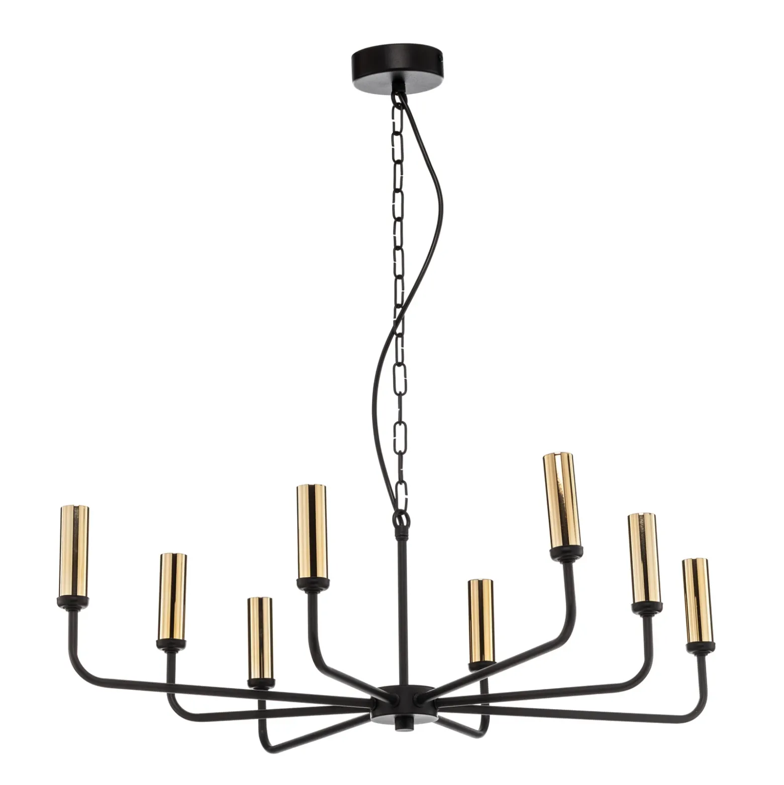 Lámpara de araña Ampli, negro/dorado, 8 luces