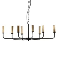 Lámpara de araña Ampli, negro/dorado, 8 luces