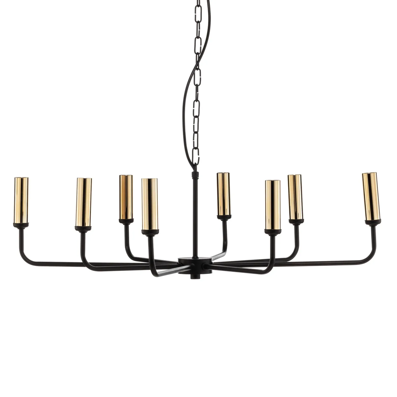 Lámpara de araña Ampli, negro/dorado, 8 luces