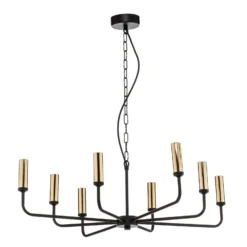 Lámpara de araña Ampli, negro/dorado, 8 luces