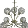 Lámpara de araña Bellis II, latón envejecido, cristal, 9 luces, G9