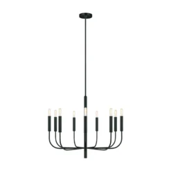 Lámpara de araña Brianna, negra, Ø 84 cm, 9 luces, metal