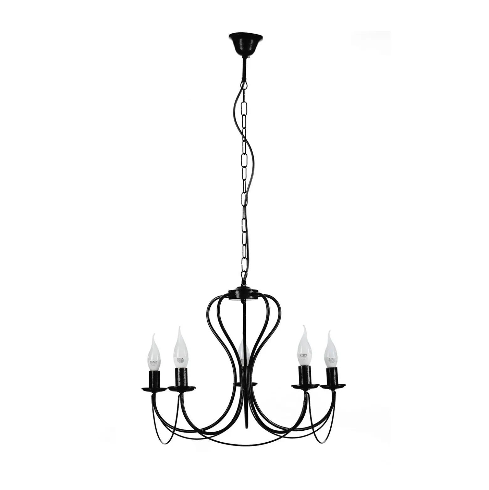Lámpara de araña Candela, negra, 5 luces