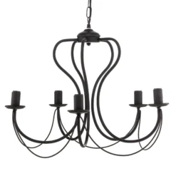 Lámpara de araña Candela, negra, 5 luces