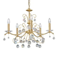 Lámpara de araña Carmen II de Austrolux, cristal dorado, 65 cm
