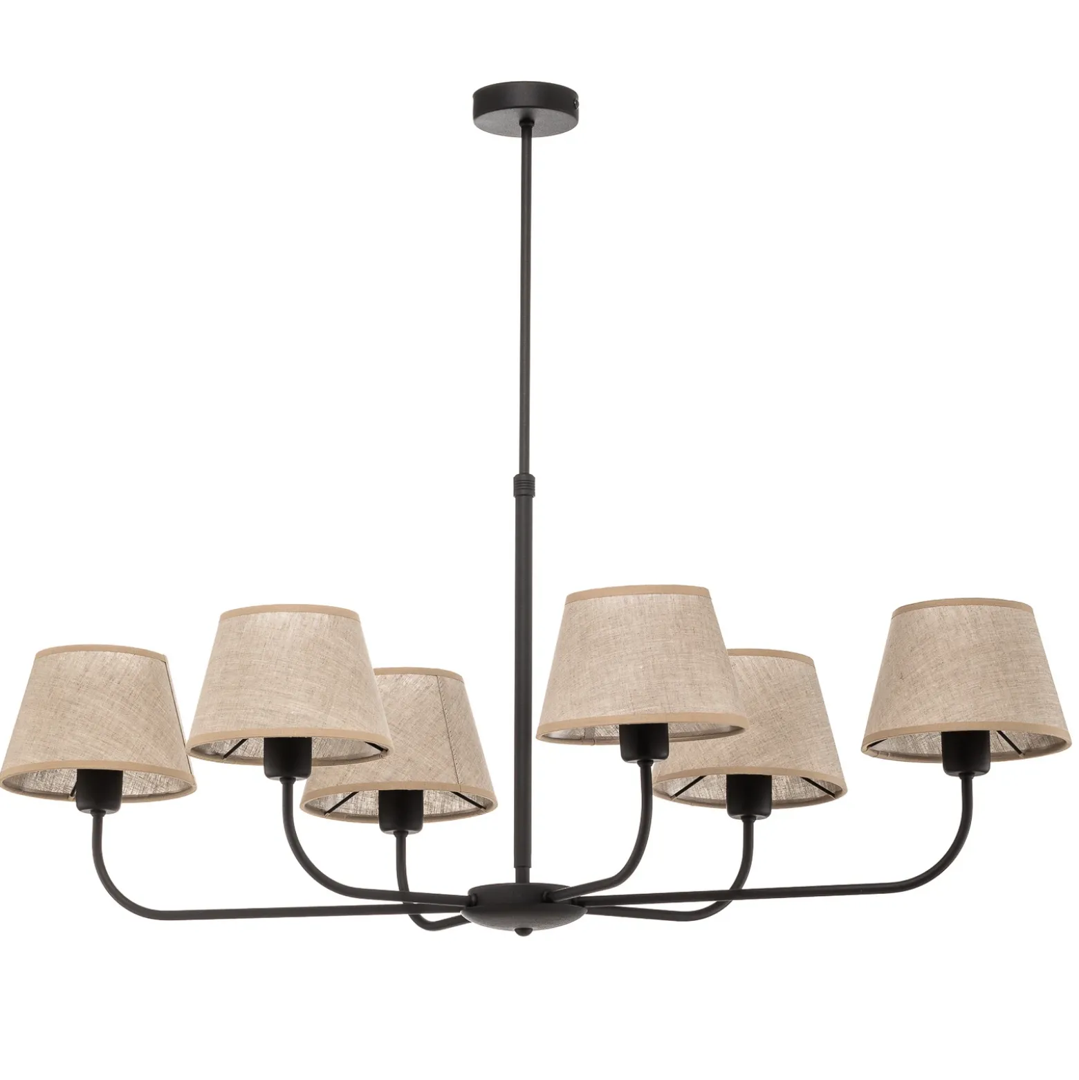 Lámpara de araña Chicago, pantallas de lino 6 luces