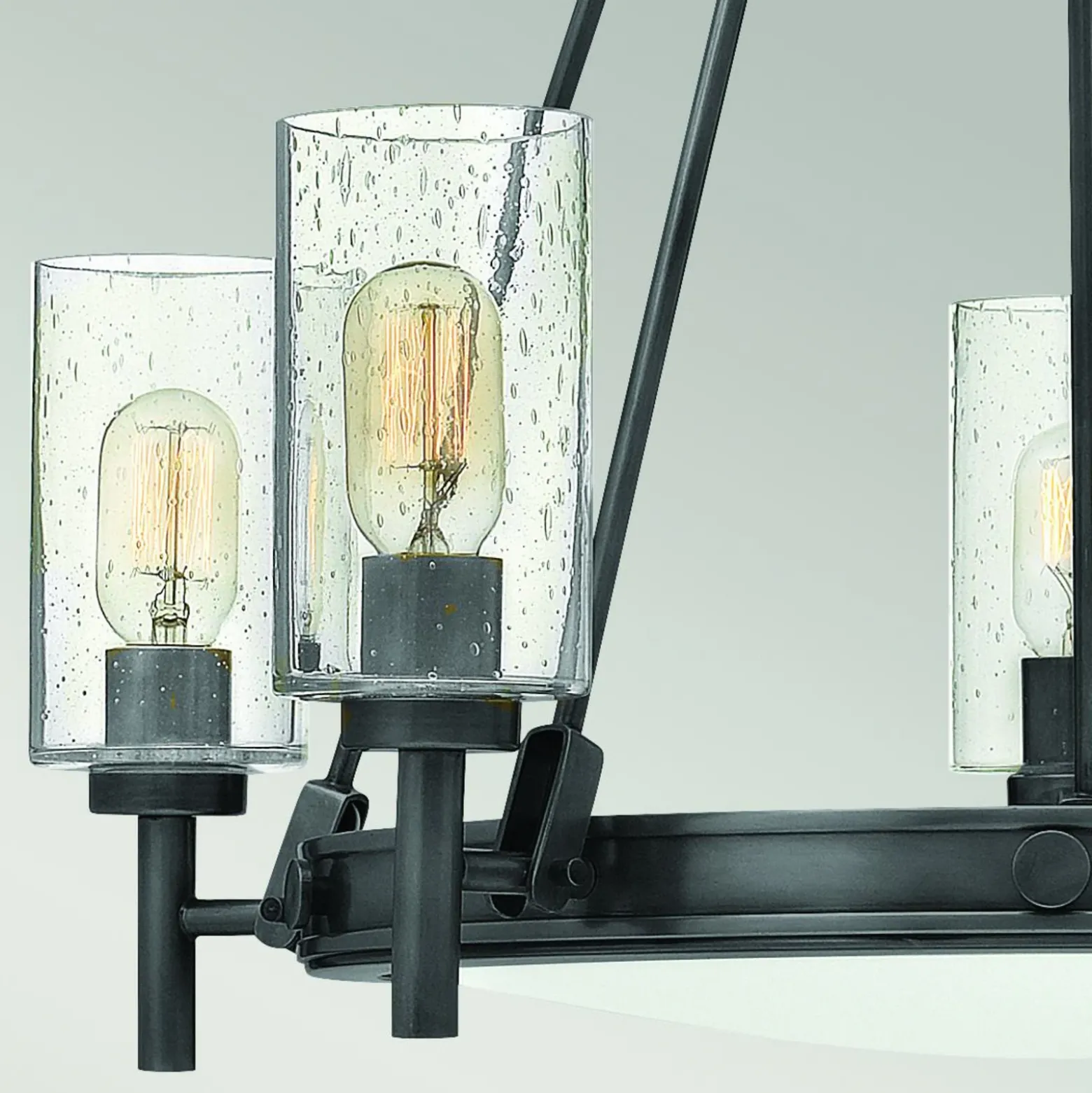 Lámpara de araña Collier, 5 luces, negro, acero, cristal, E27