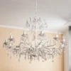 Lámpara de araña de cristal Teresa, marfil, 12 luces