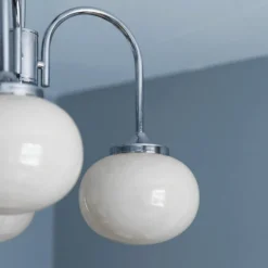 Lámpara de araña Elsy, blanco/cromo, 3 luces, 48 cm, cristal, enchufe