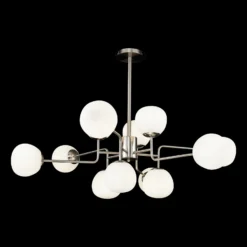 Lámpara de araña Erich de Maytoni, vidrio/metal color níquel, 12 luces